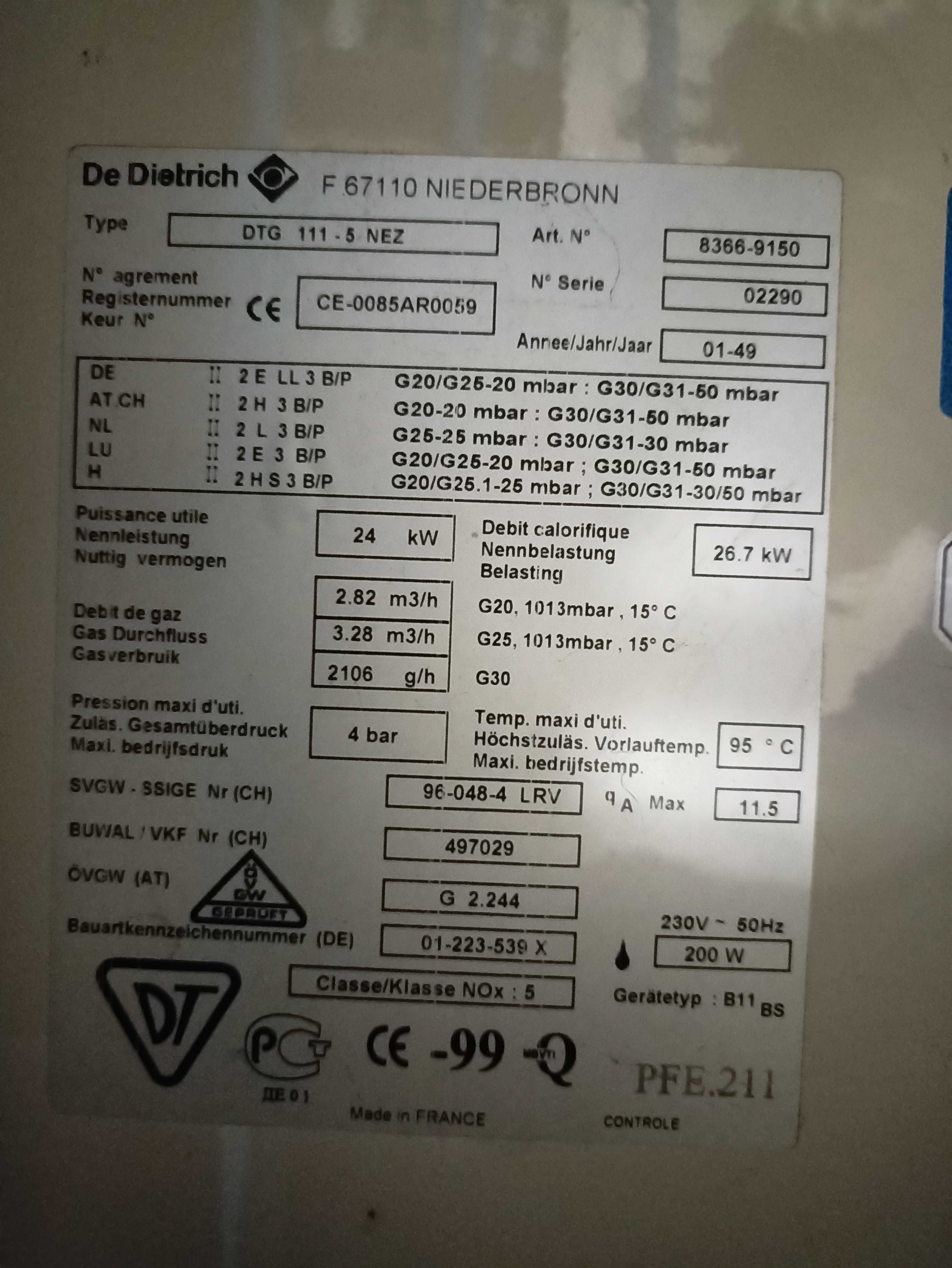 Piec gazowy Dietrich DTG 111