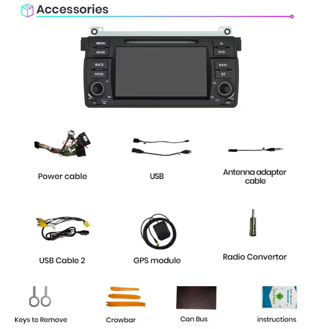 Rádio 7" BMW E46 Rover 75 MG Zt Android Auto Carplay GPS WiFi 2/32GB