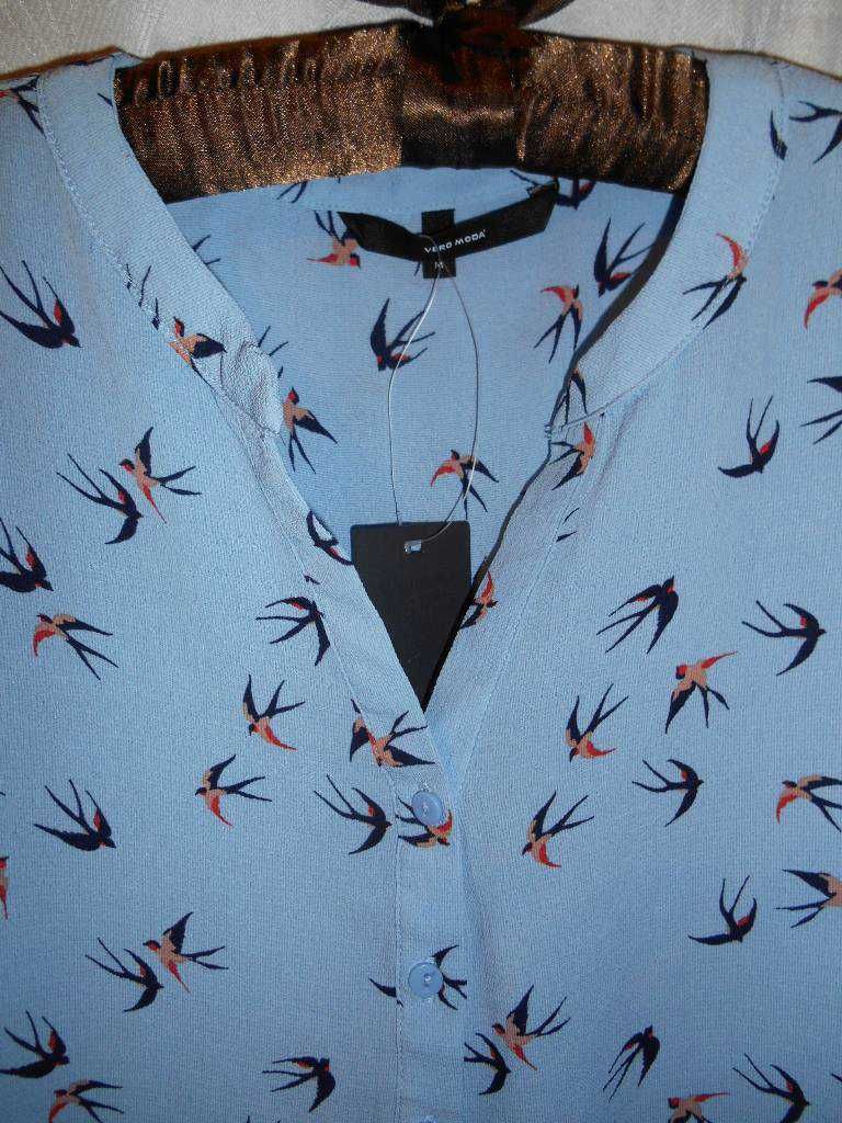 Удлиненная блузка блуза туника с птичкaми ( принт птицы )