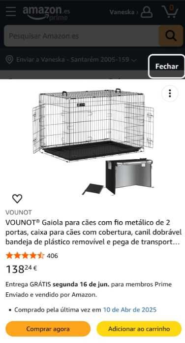 BOX CONJUNTO DE CRADE com cobertura XL, e CAMA - Cão XL (NOVO)