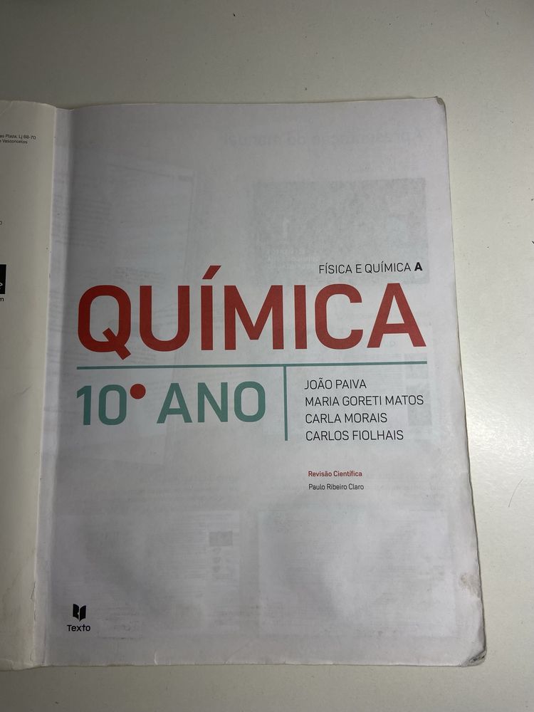 Manual Química 10.º Ano – Física e Química A | Texto Editora
