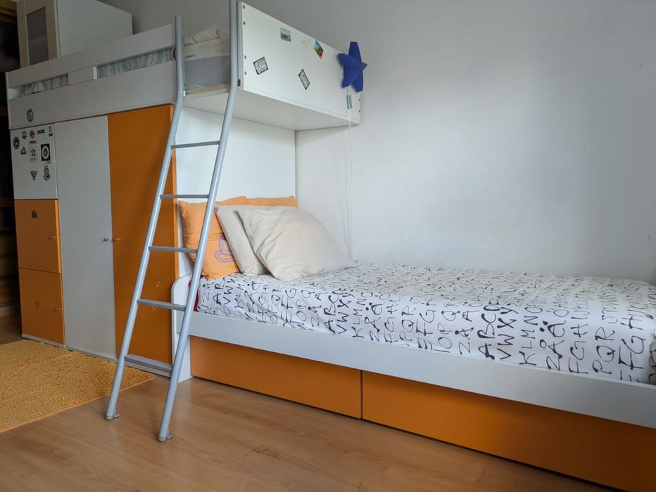 Conjunto de quarto para Teens com armário e duas camas (beliche)