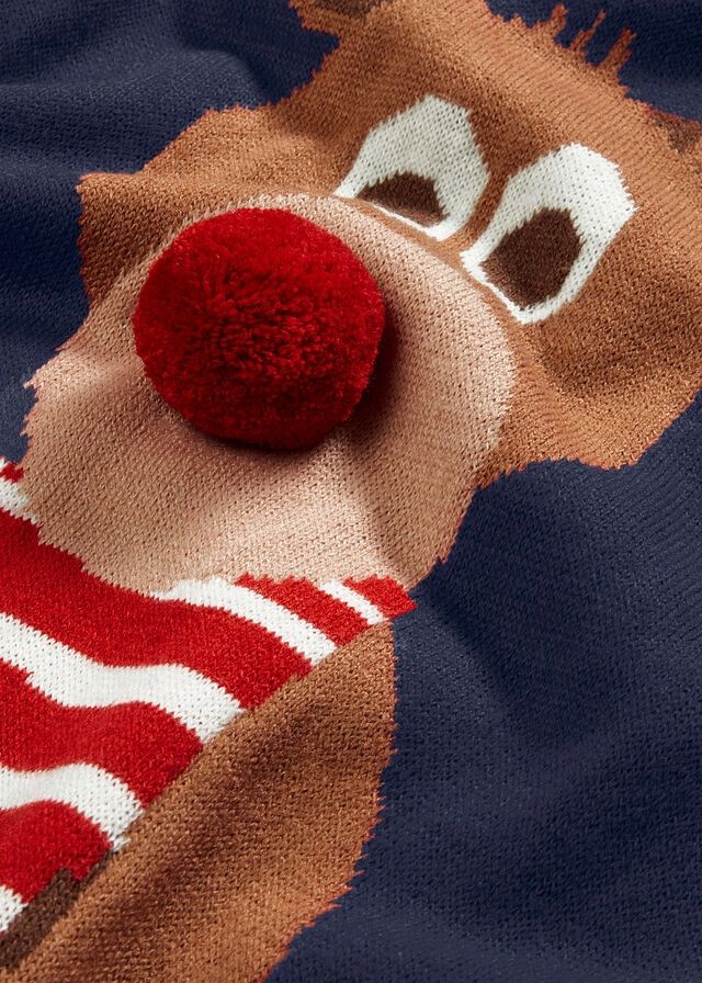 B.P.C sweter świąteczny damski granatowy z reniferem ^48/50