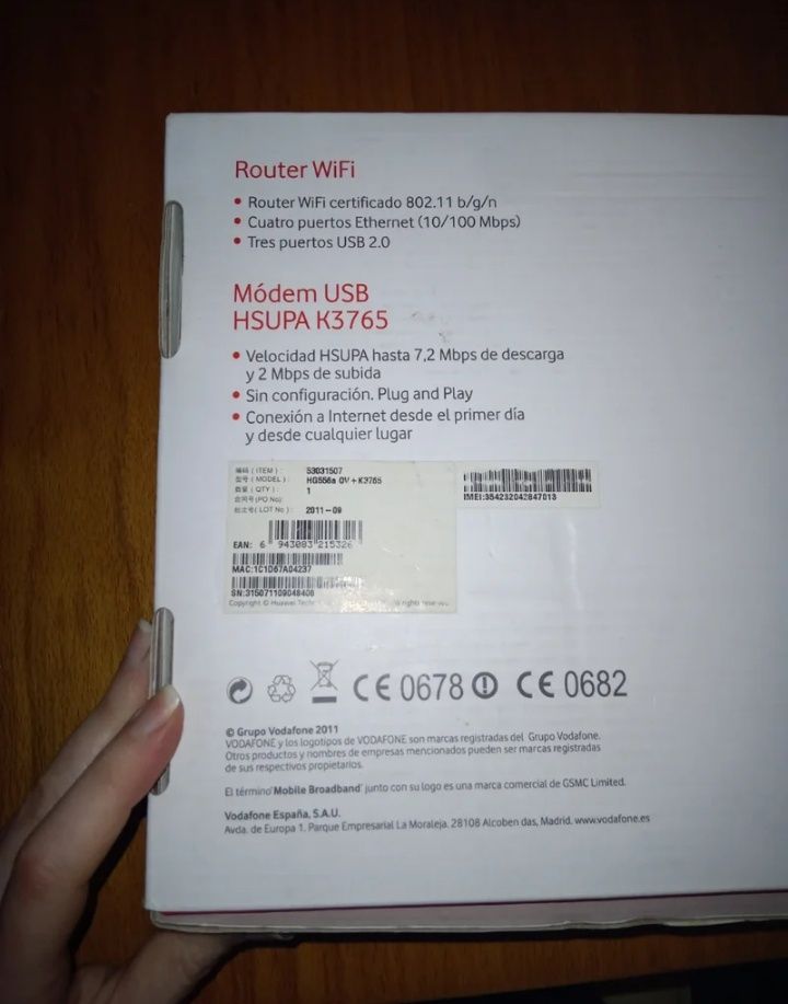 Router WiFi ADSL Empresas Módem USB Vodafone