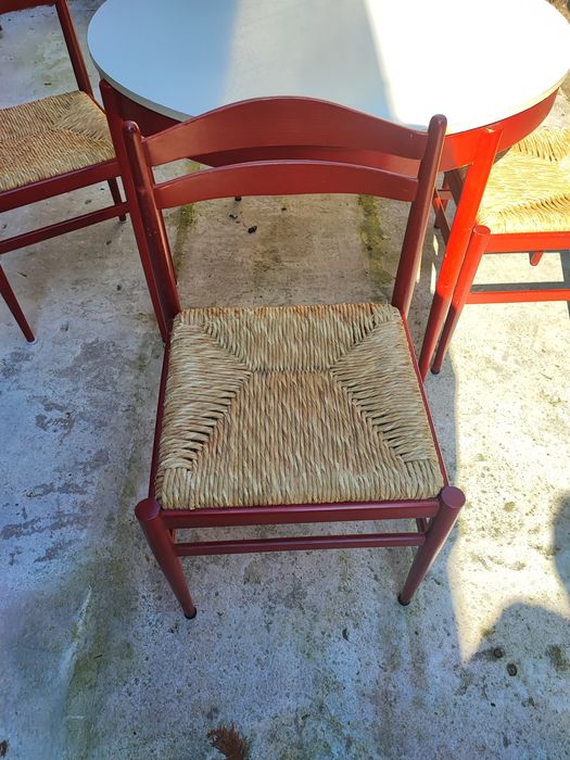 Stół i 4 krzesła wloski komplet lata 70 Boho