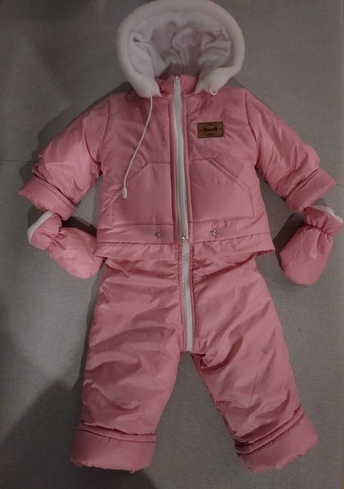 Комбінезон зимовий дитячий 3 в 1, 0_18 місяців. Шапки