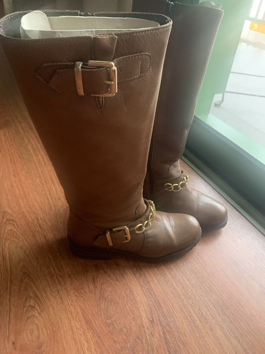 Botas castanhas, 100% pele