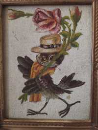 Картина" горобець з розою".