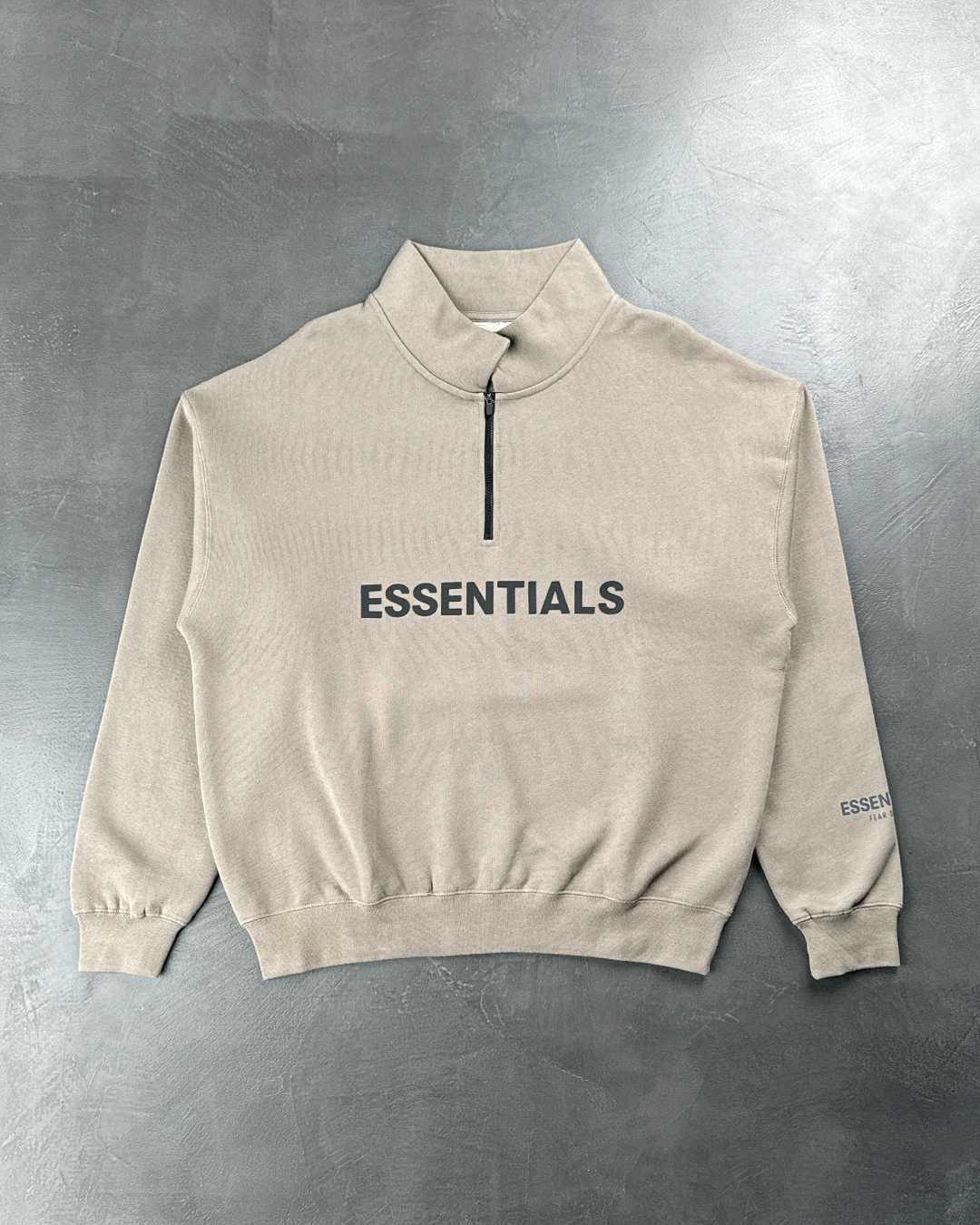 Світшот Fear Of God Essentials Front Logo Half Zip Sweat Cement