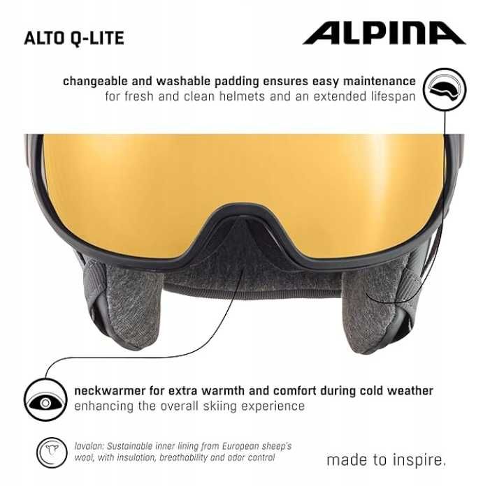 Kask narciarski ALPINA ALTO Q-LITE z przyłbicą Rozm. M 55-59 cm