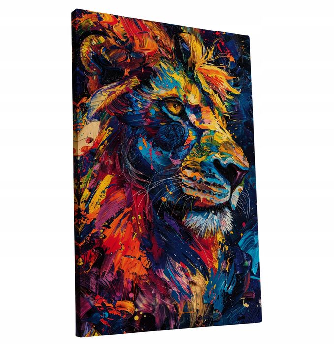 Obraz na płótnie Kolorowy Lew 80x120 cm Nowoczesny Styl