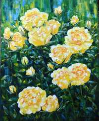 Картина ′Желтые розы′ (масло, холст, 40х50 см)