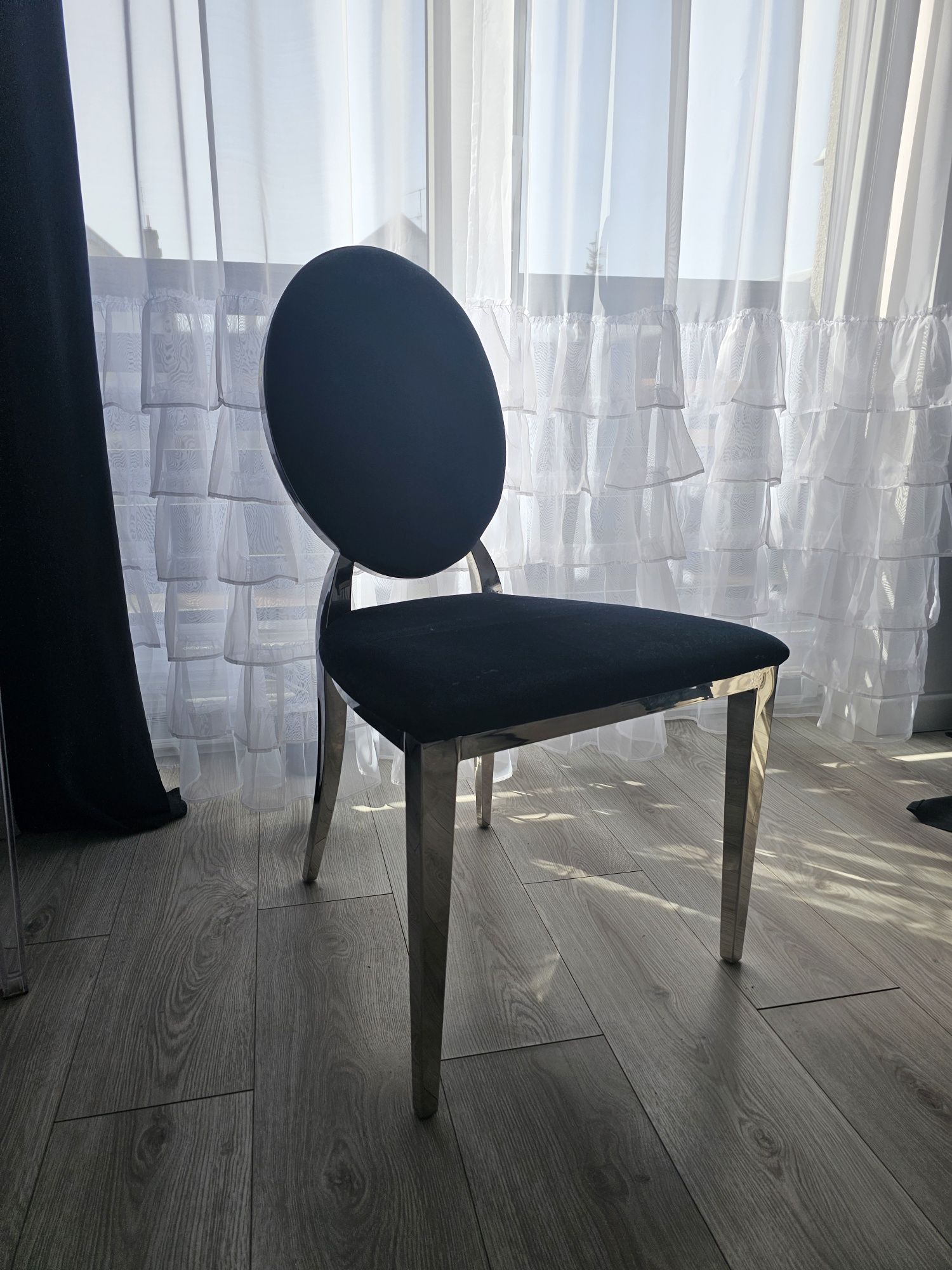 Krzesła krzesło ludwik chrom czarne velur  4 szt