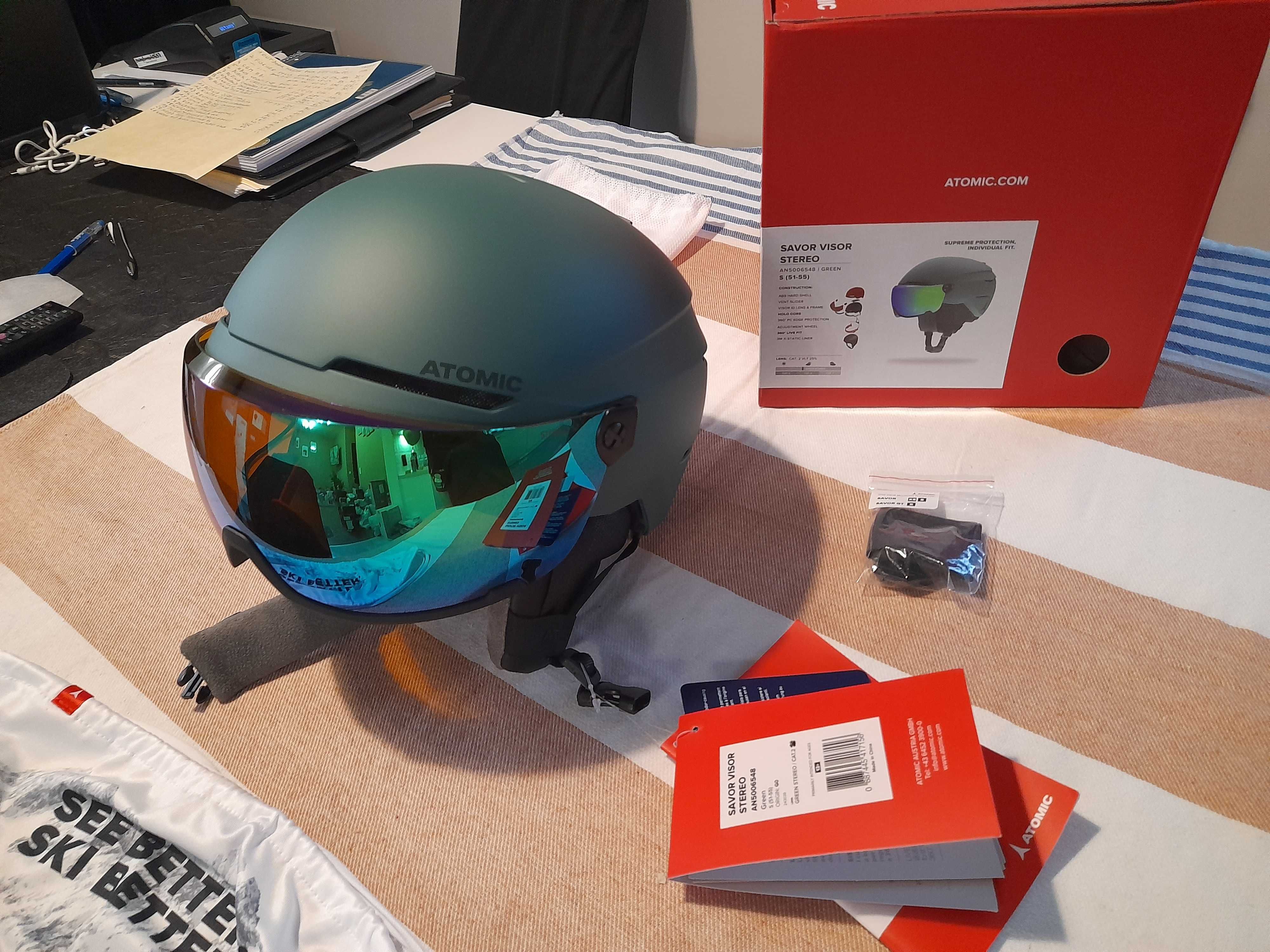 Atomic Savor Visor Stereo Kask z Wizjerem Green 51-55cm