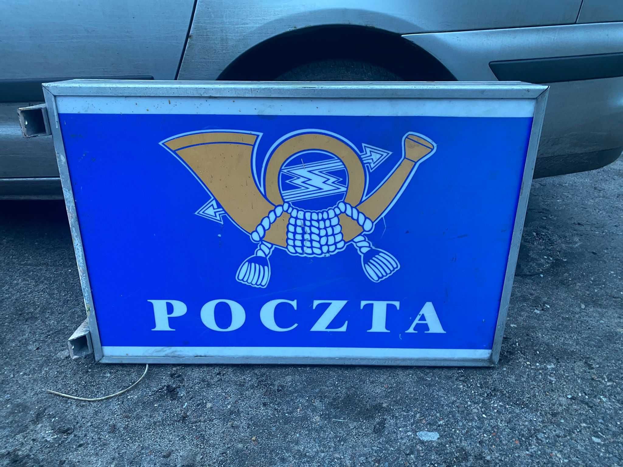 Szyld Stare logo reklama Poczty Polskiej wisząca Podświetlana
