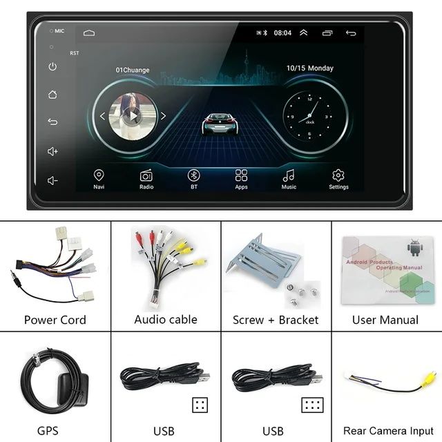 Rádio android 7 polegadas Toyota Corolla WiFi Touch GPS Bluetooth NOVO