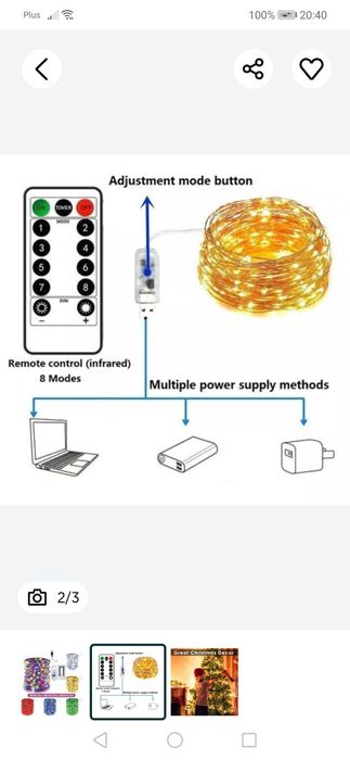 Lampki wielokolorowe z pilotem