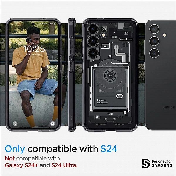 Etui Spigen Ultra Hybrid na Samsung Galaxy S24 - ciemnoszare (wzór Zer
