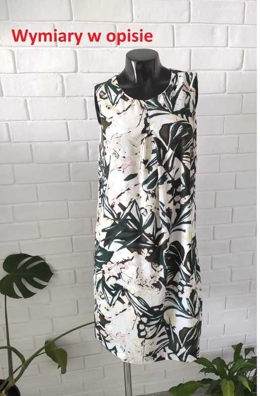 Sukienka litera A motywy roślinne monstera H&M