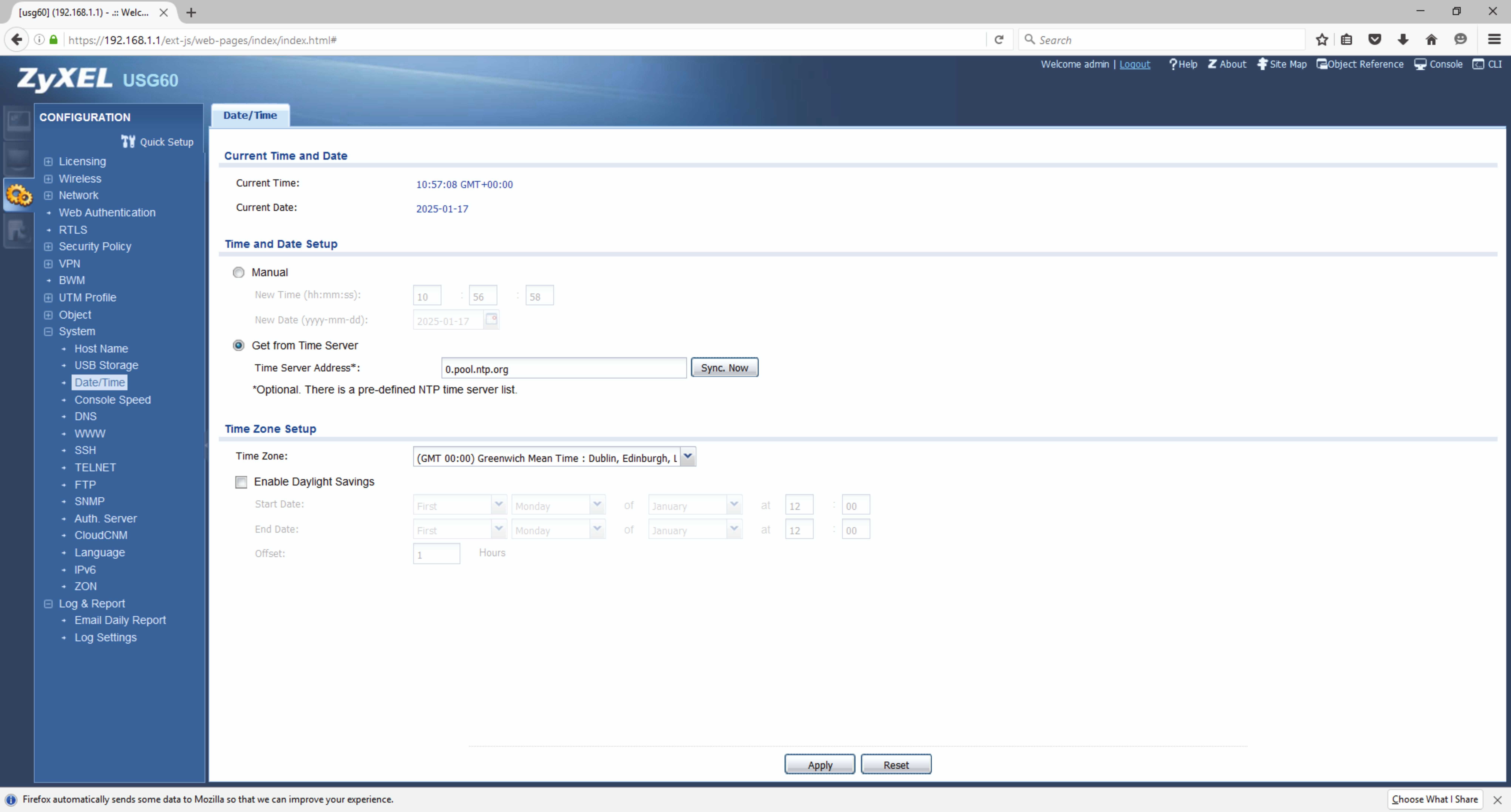 Firewall ZYXEL USG60 (4xLAN 2xWAN 2xUsb 1000Mbps)