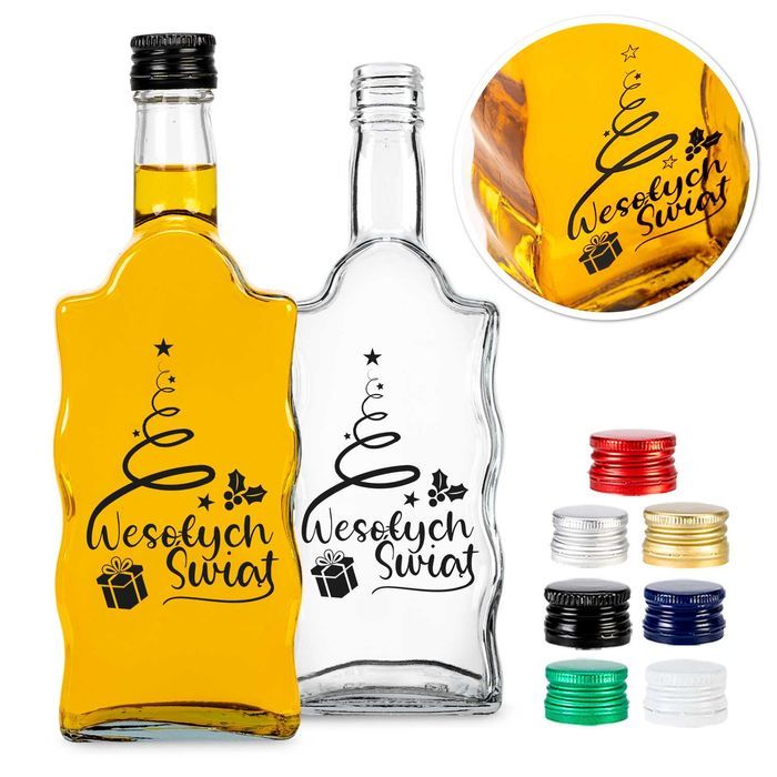 Butelka FALA 500 ml z nadrukiem ŚWIĄTECZNYM butelka na nalewki soki