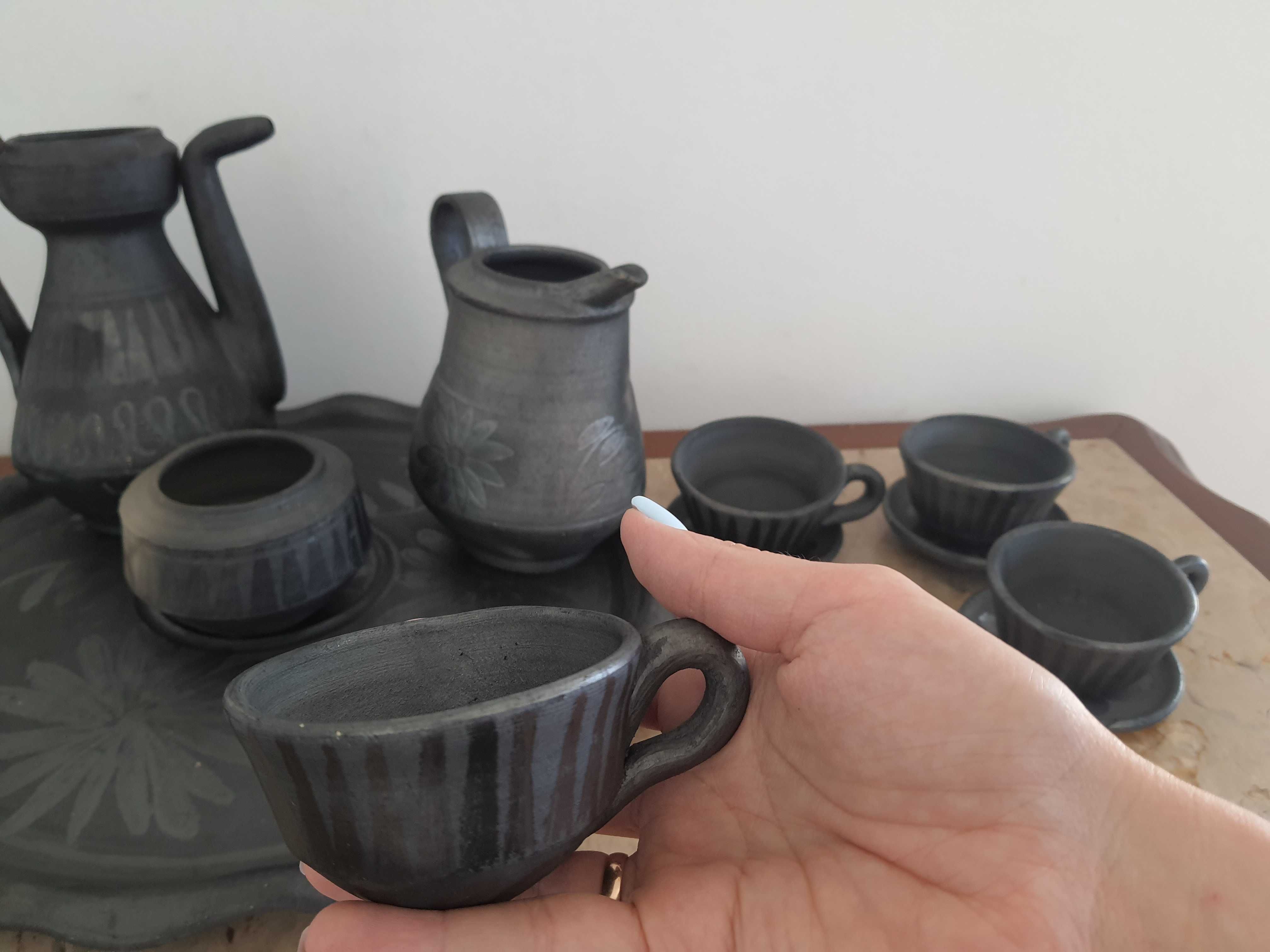 Serviço de cerimônia do chá, cerâmica preta