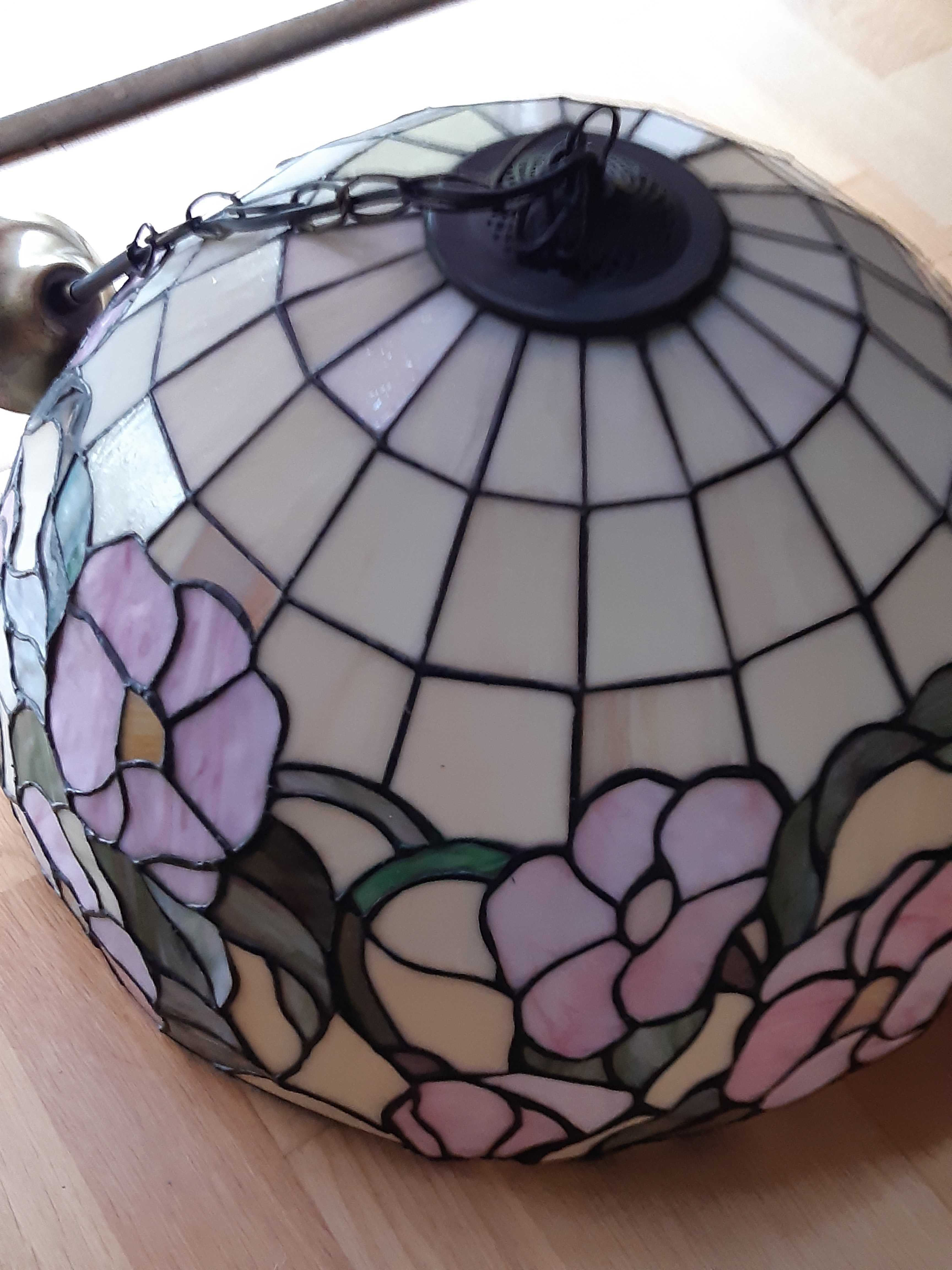 lampa wisząca, witraż kwiaty, styl Tiffany, średnica 50 cm