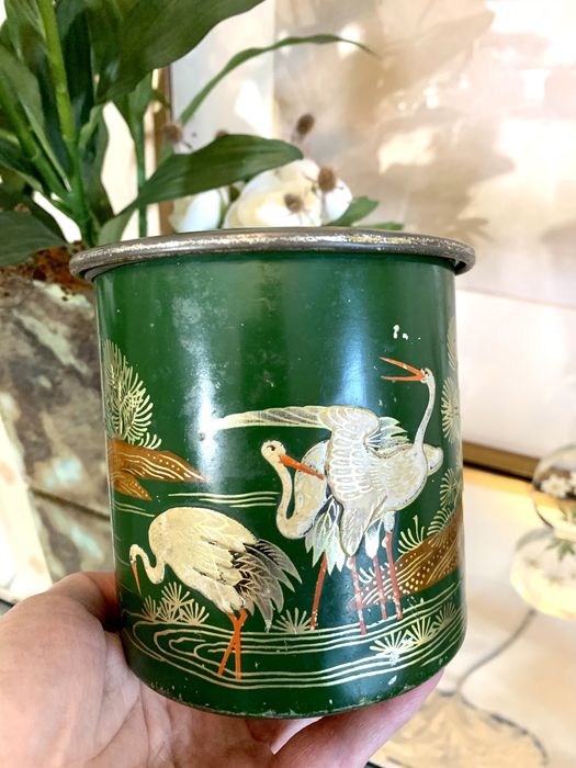 Metalowa Puszka Unikat pudełko Ptaki Bociany pojemnik