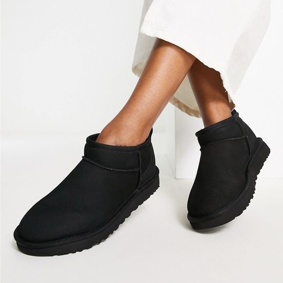 UGG ultra mini black ультра короткие угги мини черные