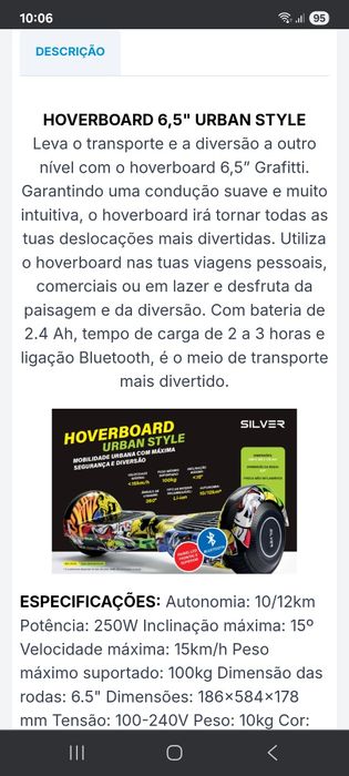 Hoverboard silver Bluetooth