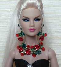 Biżuteria dla lalki Barbie - Kolczyki z koralików Czerwone róże