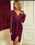 Elegancka sukienka bordowa wesele L