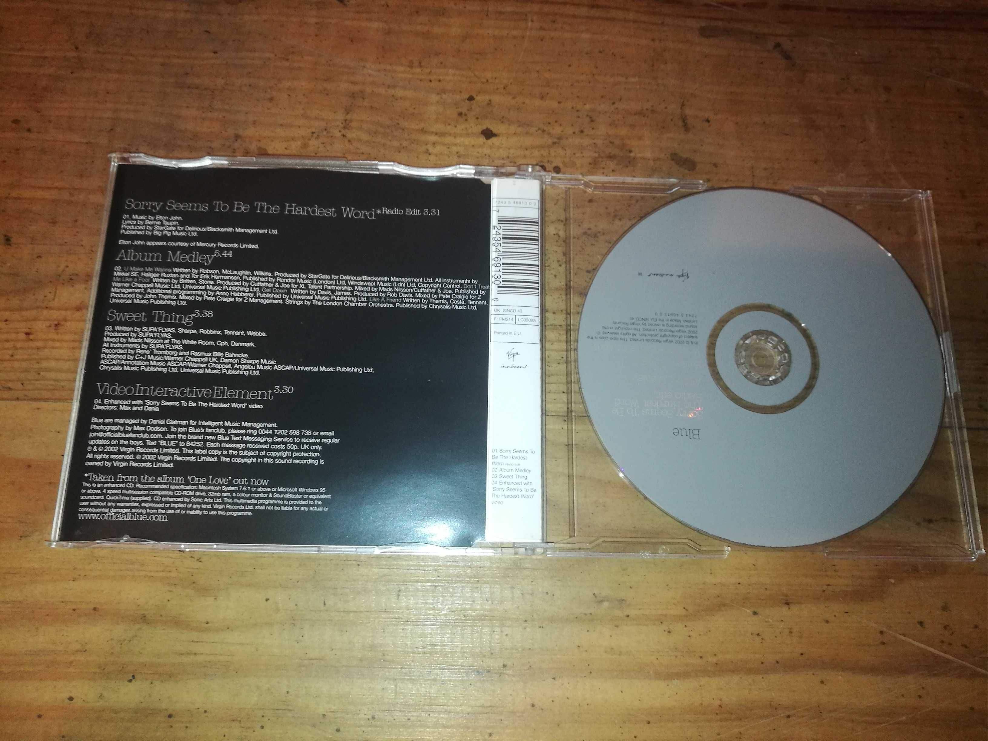 Blue Featuring Elton John - Sorry Seems To Be Hardest Word CD SINGLE
