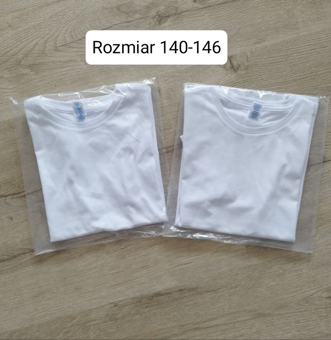 Koszulki t shirt białe 2szt. r. 140-146
