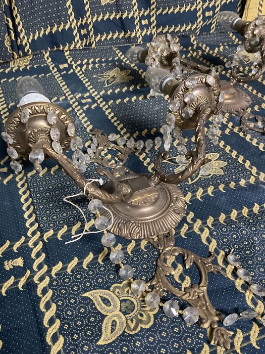 Par candieiros de parede latão ingleses 37 cm.  Anúncios abaixo