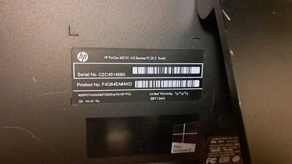 HP Pro One 400 G1 AiO 21,5" i5, 4GB, HDD 500GB, Win 8.1 Prof.