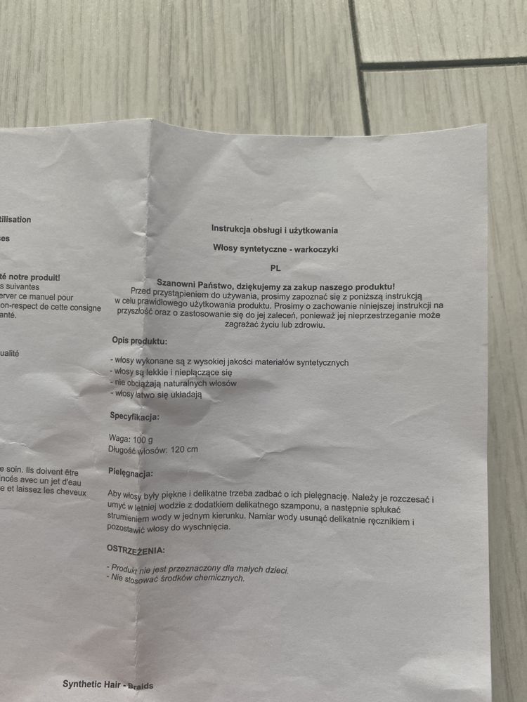Włosy syntetyczne do robienia warkoczyków