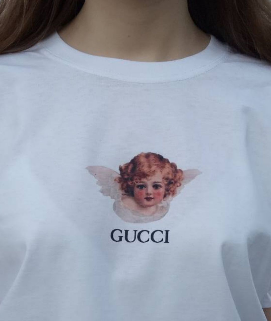 Koszulka T-shirt Gucci CUSTOM biała cherub anioł angel aesthetic