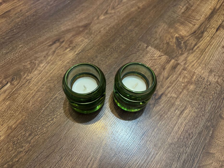 Świeczniki zielone dwustronne na świeczki długie i tealighty