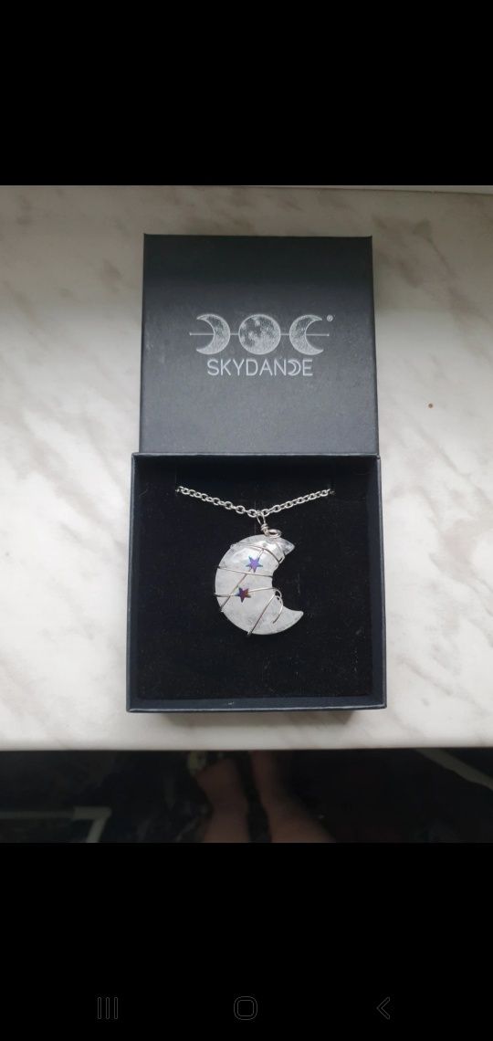 Naszyjnik Skydance z księżycem z kryształu górskiego witch whimsigoth