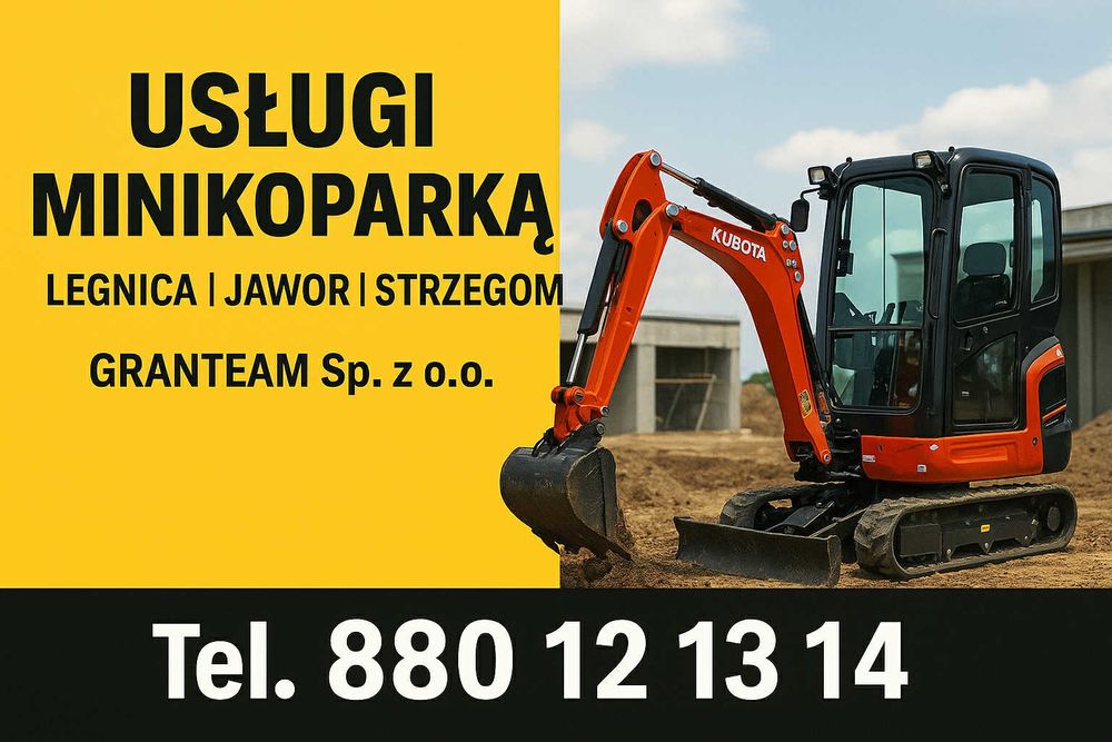 Prace ziemne usługi minikoparką Legnica, Jawor, Strzegom