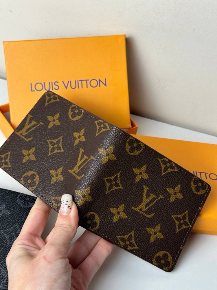 Portfel skórzany z klipsem Louis Vuitton monogram skóra naturalna LV