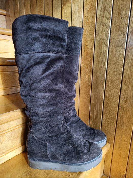 Чоботи коричневі замшеві, 40 розмір