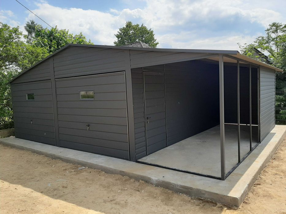 Garaż Podwójny Bramy Uchylne 6x5 Grafit Lub Inny Kolor o cynk
