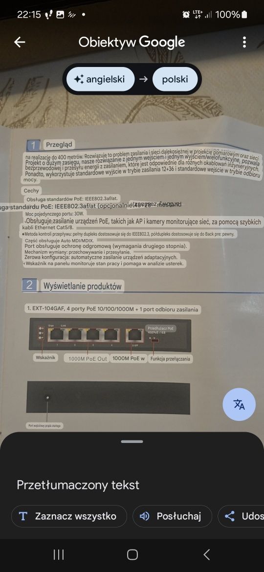 Mokerlink PoE Extender EXT-104GAF przełącznik 5 portowy