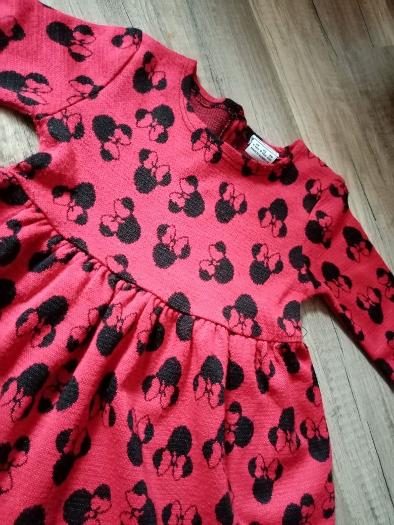 Elegancka czerwona sukienka Minnie Mouse 80 cm
