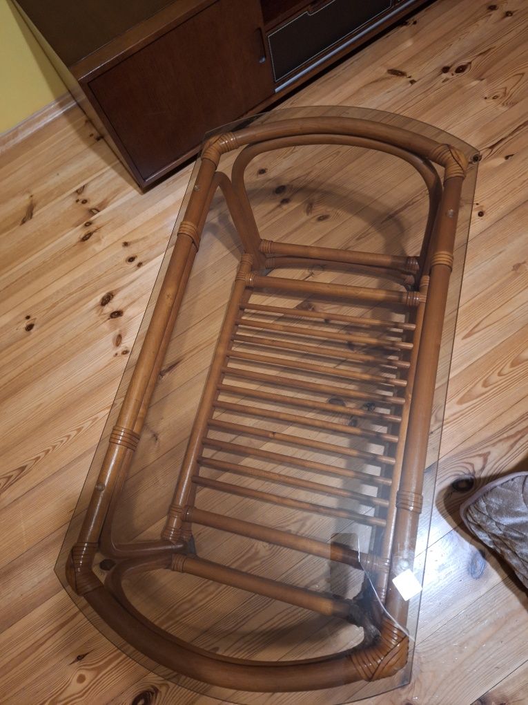 Szklany stoliczek ława stolik ratan kawowy stolik kawowy szklany
