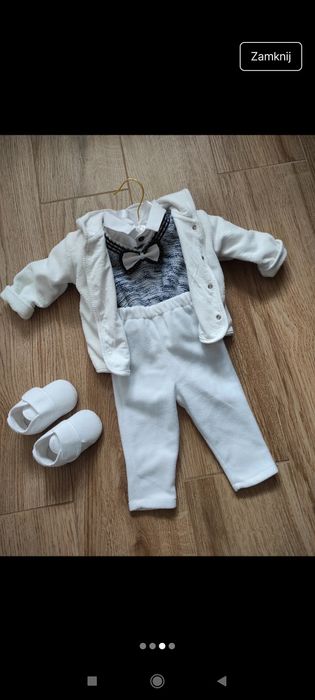 Garniturek ubranko do chrztu białe polarowe ciepłe