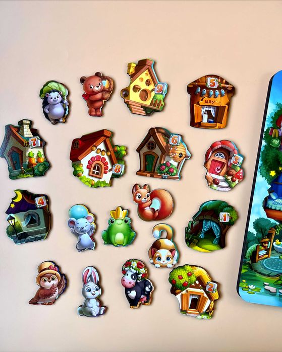 Трехслойный вкладыш "Где чей домик на дереве?"