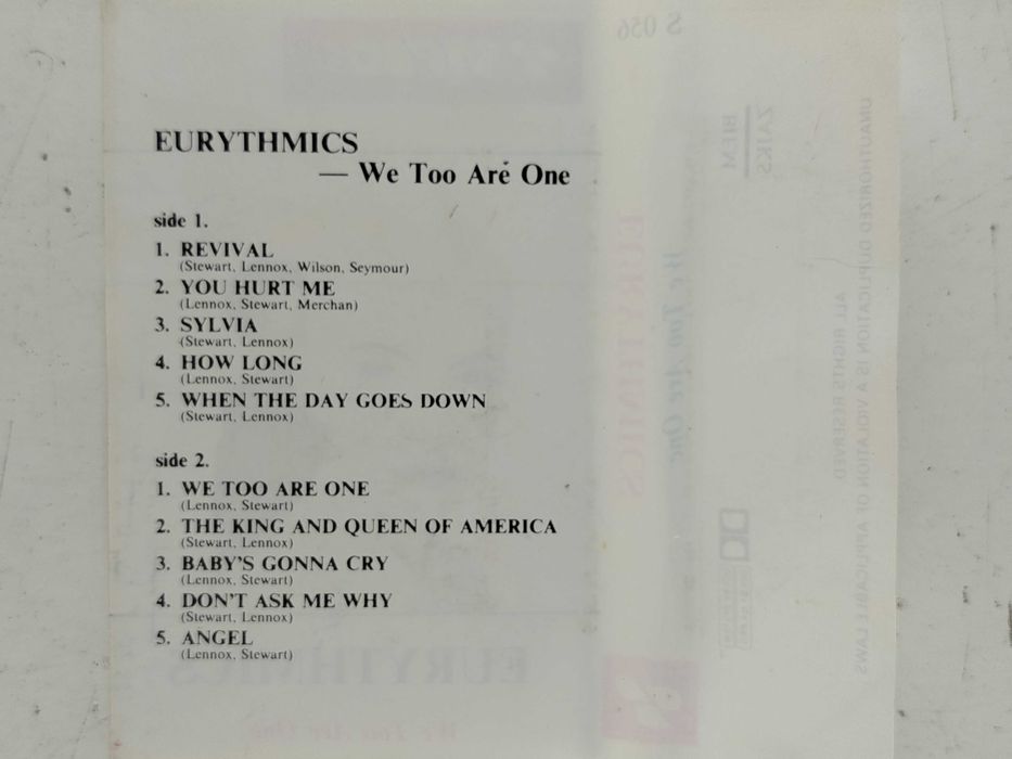 Eurythmics We Too Are One